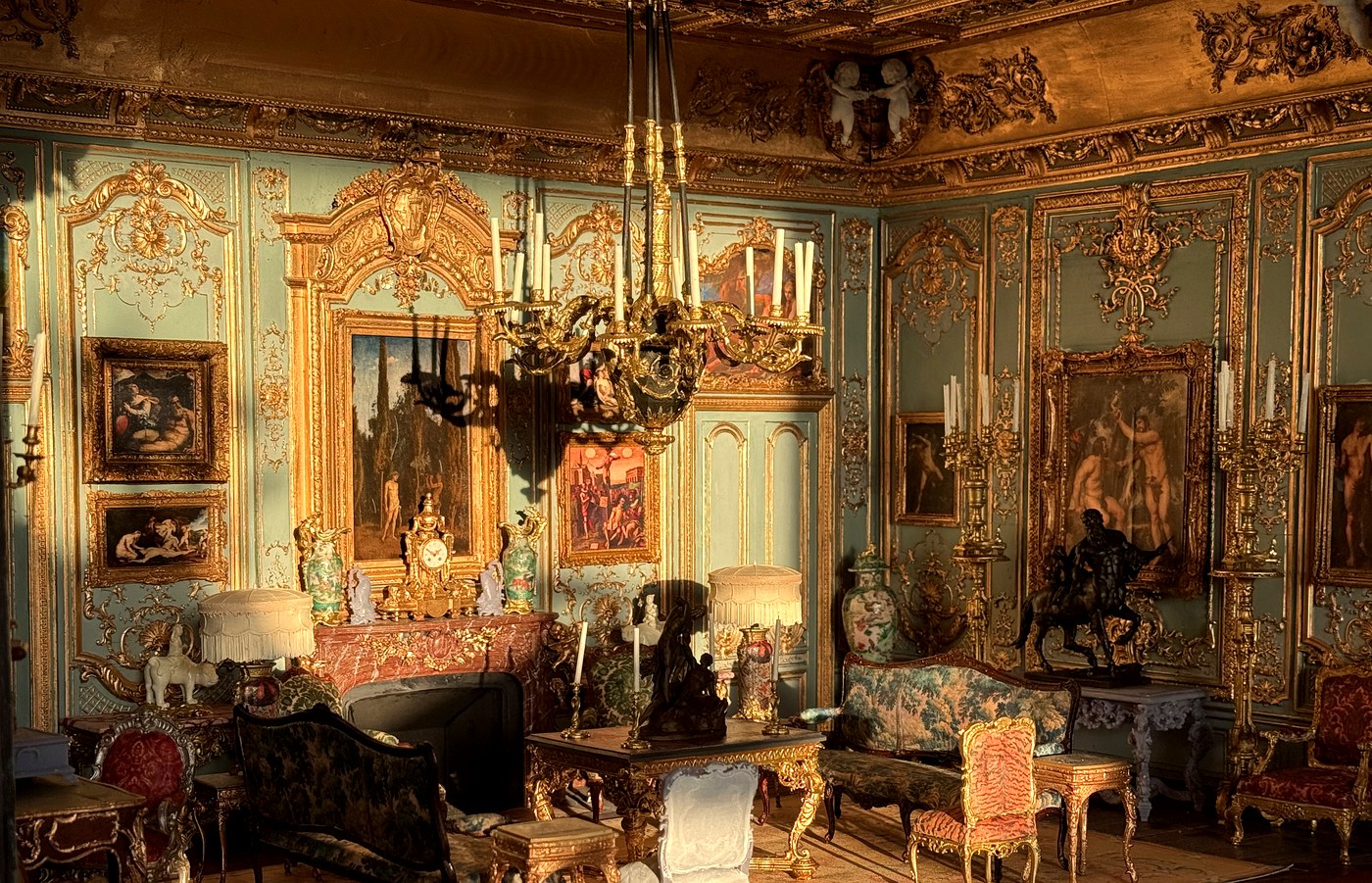 French Rococo blue salon — Northside Modelworks Chantilly Collection miniature architecture 1:12 scale