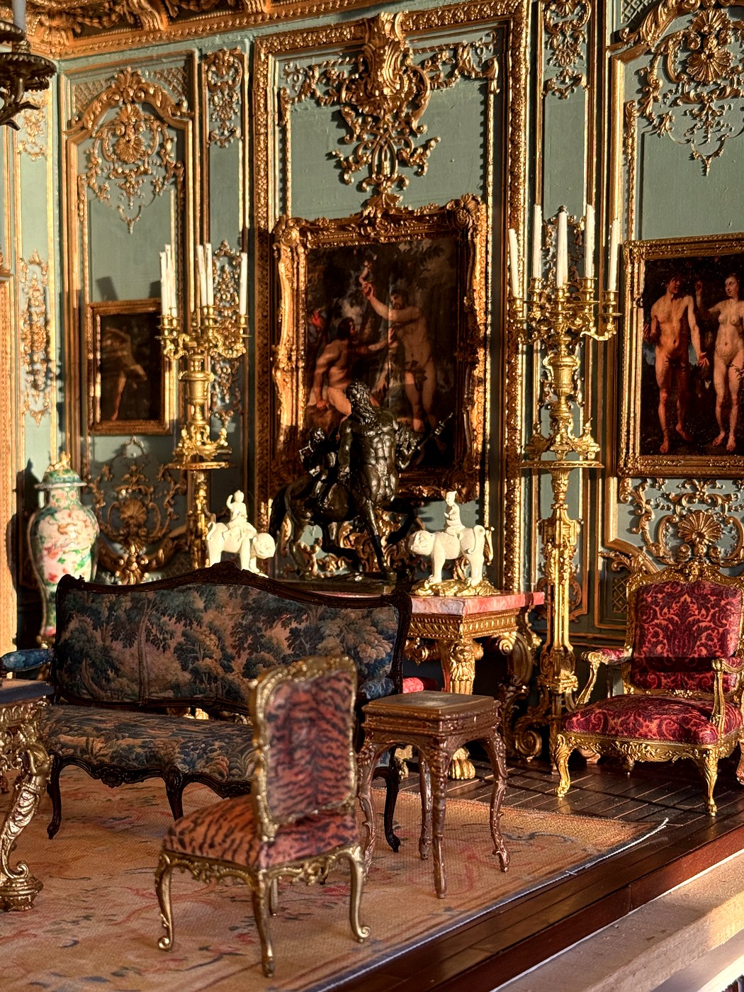 Rococo gilt boiserie wall panel detail — 1:12 scale architectural miniature